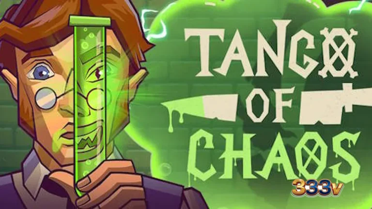 Tampilan visual slot Tango of Chaos dengan elemen laboratorium yang dinamis